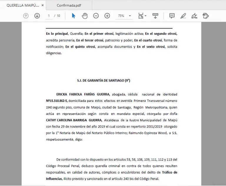 Extracto Querella