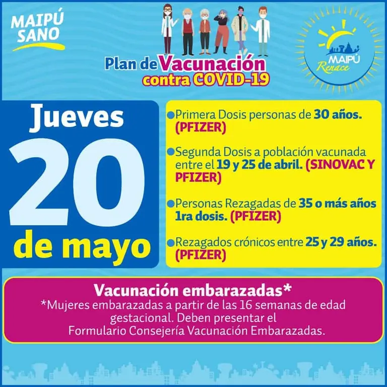 Revisa dónde continúa la campaña de vacunación en Maipú