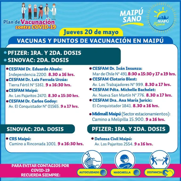 Revisa dónde continúa la campaña de vacunación en Maipú