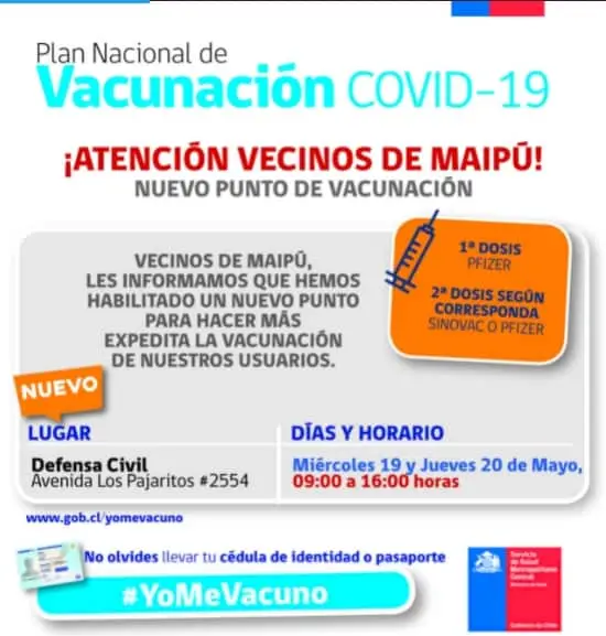 Revisa dónde continúa la campaña de vacunación en Maipú