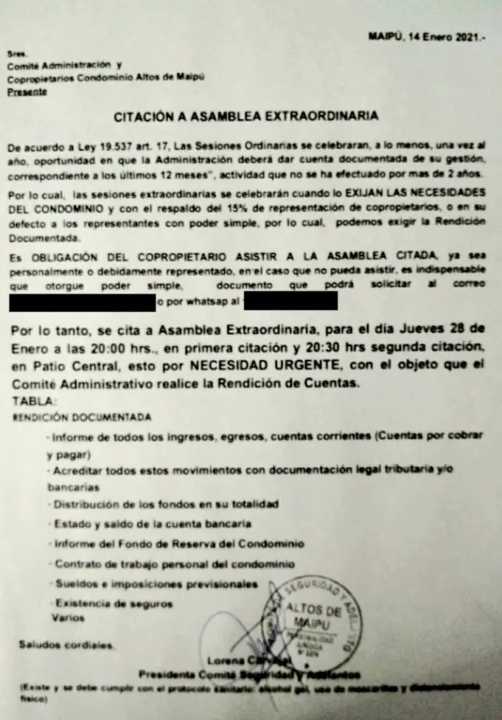 Citación Asamblea