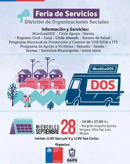 «MovilizaDOS»: Feria de servicios se realizará esta tarde en Maipú