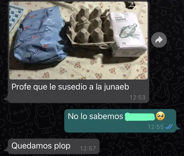 Chat de WhatsApp entre un alumno/a de Centro de Educación Integrado de Adultos y su profesor/a.