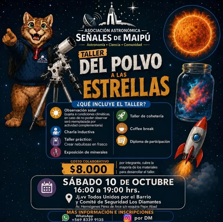 Taller astronómico «Del Polvo a las Estrellas» vuelve a Maipú el 10 de octubre