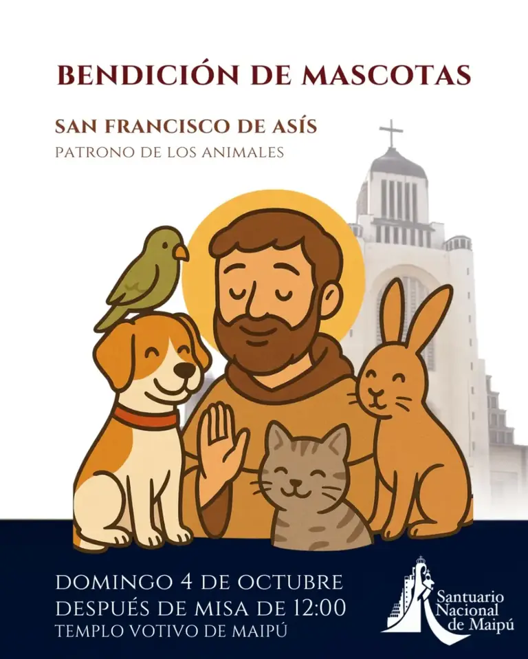 Templo Votivo de Maipú invita a tradicional bendición de mascotas por el día de San Francisco de Asís