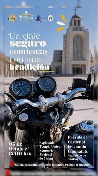 Con caravana desde el Parque O’Higgins: Cardenal Fernando Chomali convoca a masiva bendición de motos y cascos en el Templo Votivo de Maipú