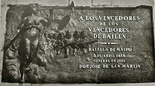 Placa original del Monumento a Los Vencedores de los vencedores de bailén