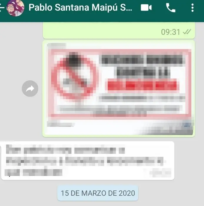 Mensaje a dirigente social sin responder desde Marzo