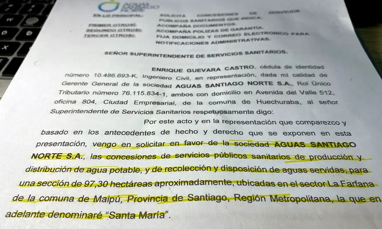 Casi 100 hectáreas de concesión pidió Aguas Santiago Norte en Maipú