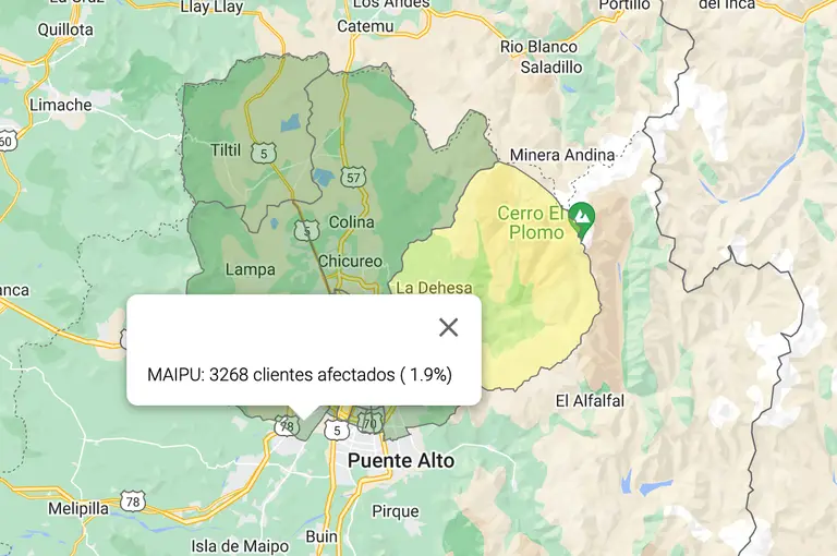 Corte de luz en Maipú.