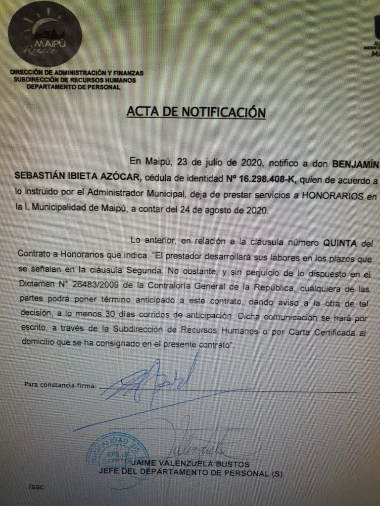 Ibieta cobrará un mes más de sueldo. Pero hoy (27 de julio de 2020) ya fue a retirar sus cosas