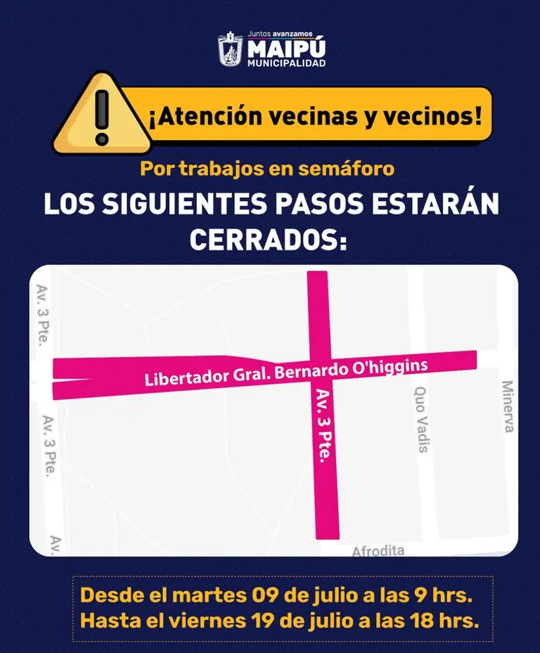 Cierre de calles en Maipú.