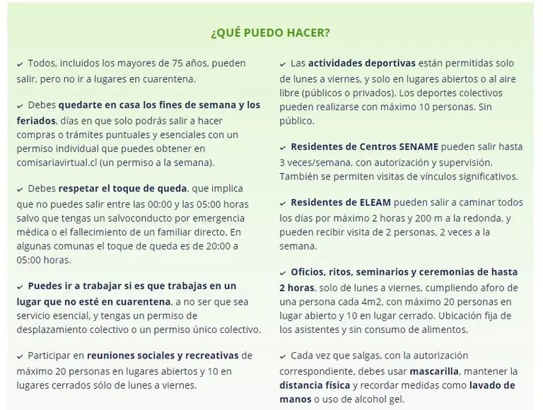 Fase 2: Un recordatorio de lo que se puede o no hacer en Transición