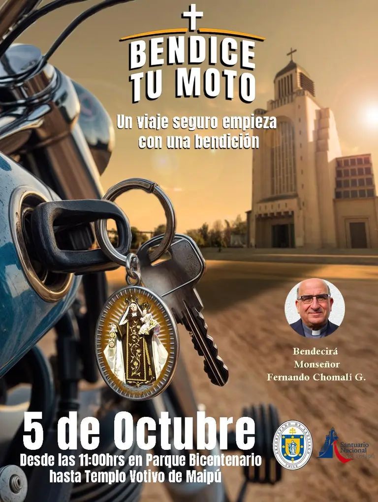 motoqueros en templo votivo de maipu