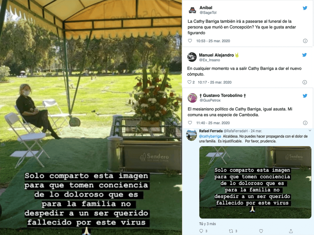Foto de Barriga en funeral de vecina fallecida por COVID-19 divide a la opinión pública: familia de la mujer defiende a la alcaldesa