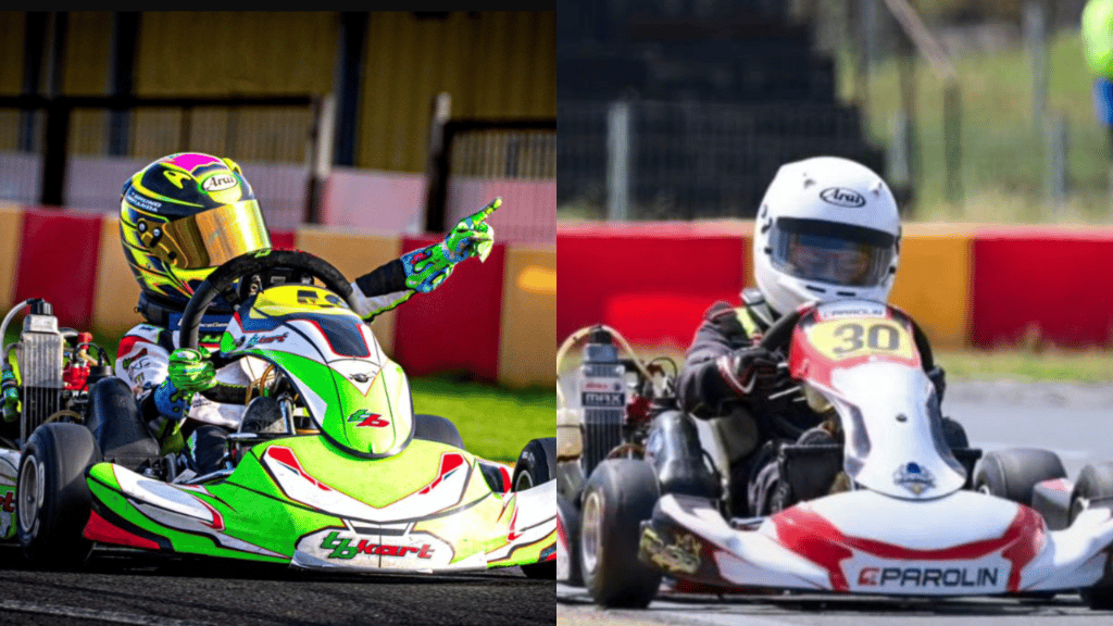 Bruno Miranda y Fernando Cabrera, pilotos de karting maipucinos