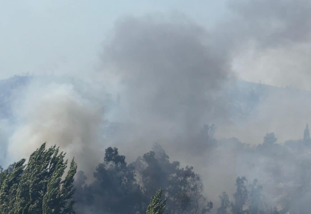 incendio forestal humo en maipu