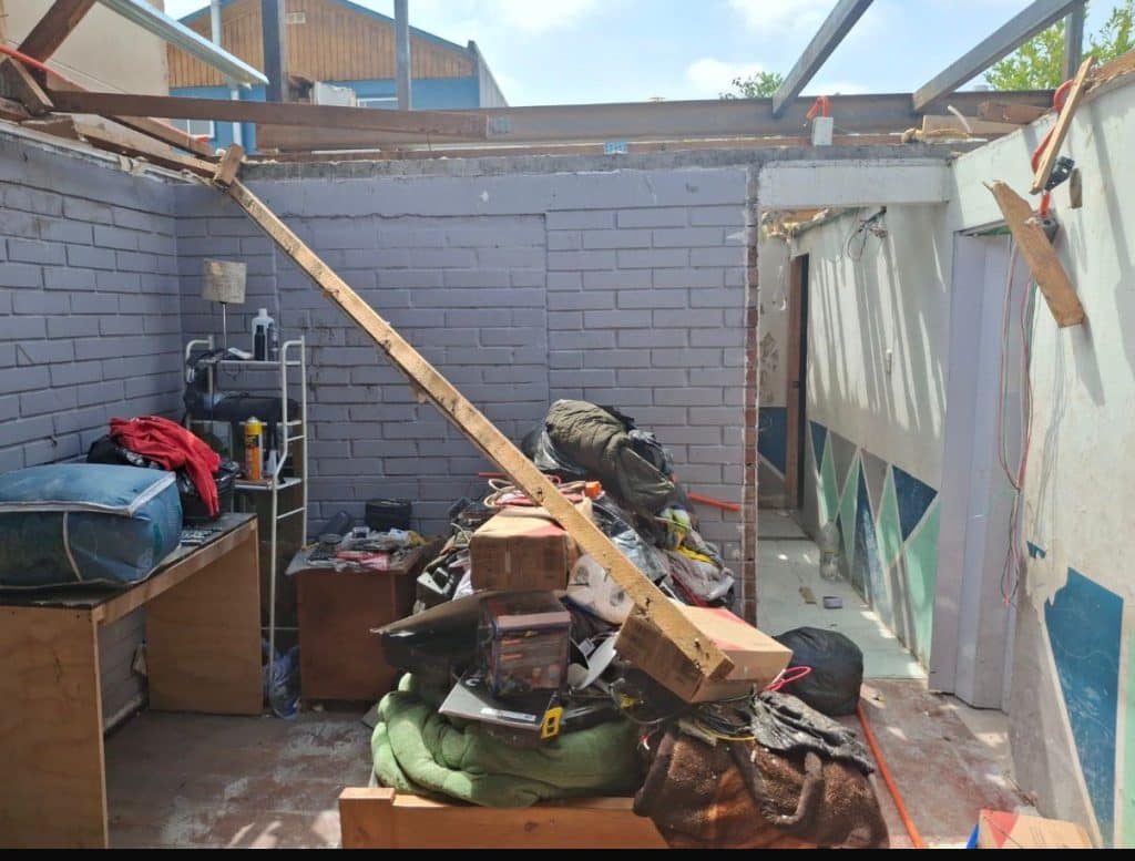 Así quedó la casa de Raúl, Carolina y sus hijos en Maipú.