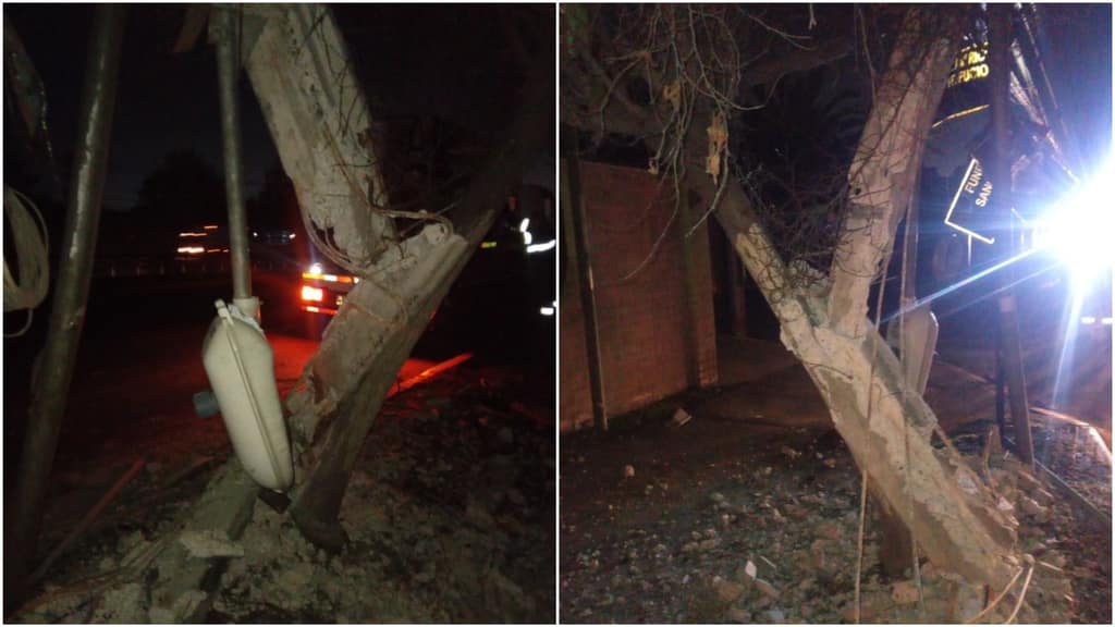 corte de energía poste chocado