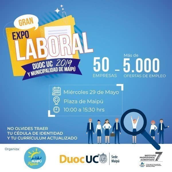 Gran Expo Laboral 2019 este miércoles de DUOC UC en alianza a la Municipalidad de Maipú