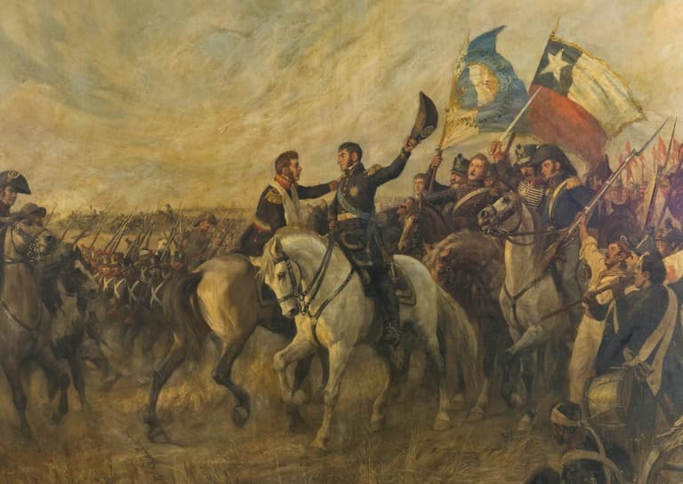 Abrazo de Maipú en la Batalla de Maipú