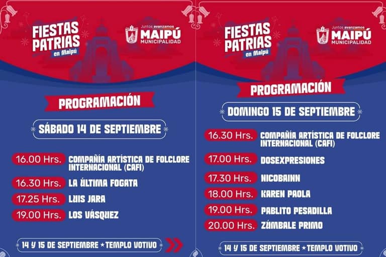 fiestas patrias maipu itinerario