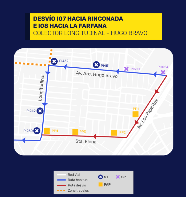 desvíos del tránsito en maipu