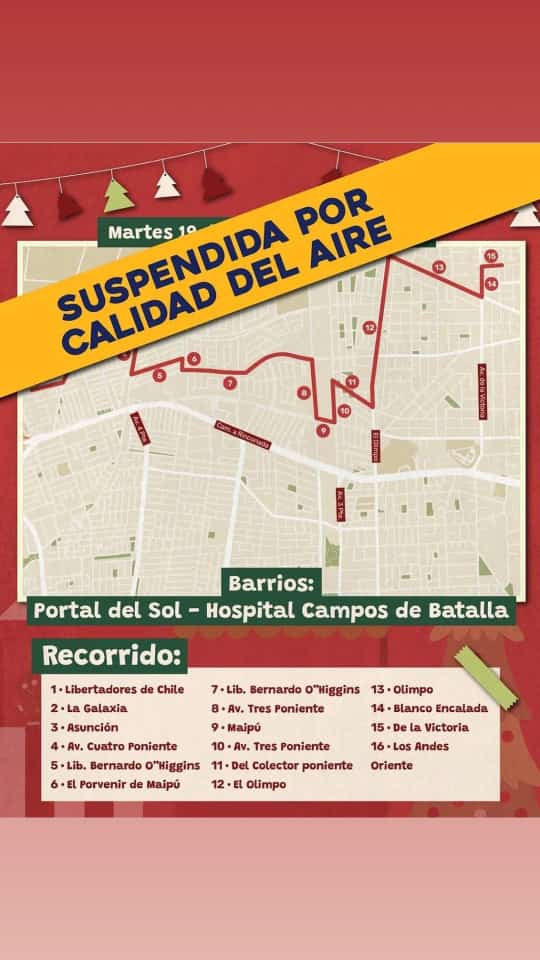 Municipio suspende caravana navideña ante mala calidad del aire
