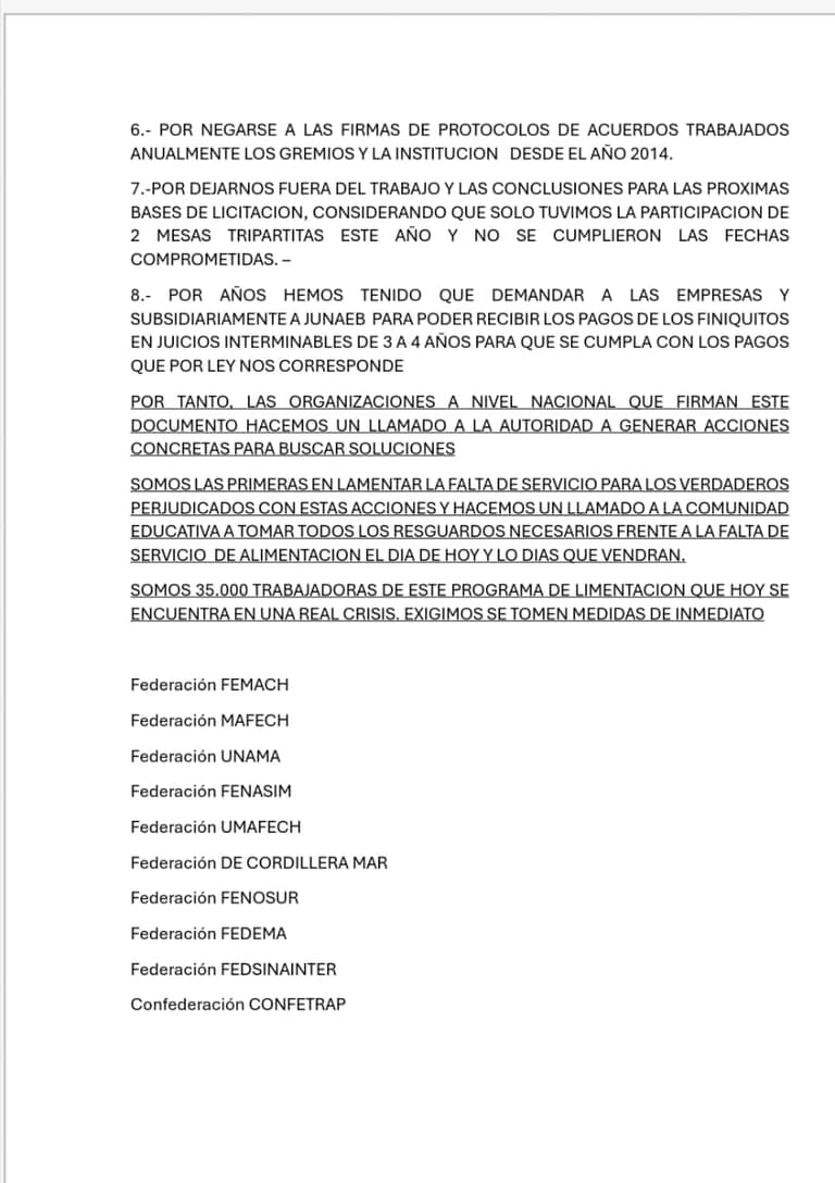 paro nacional manipuladoras de alimentos