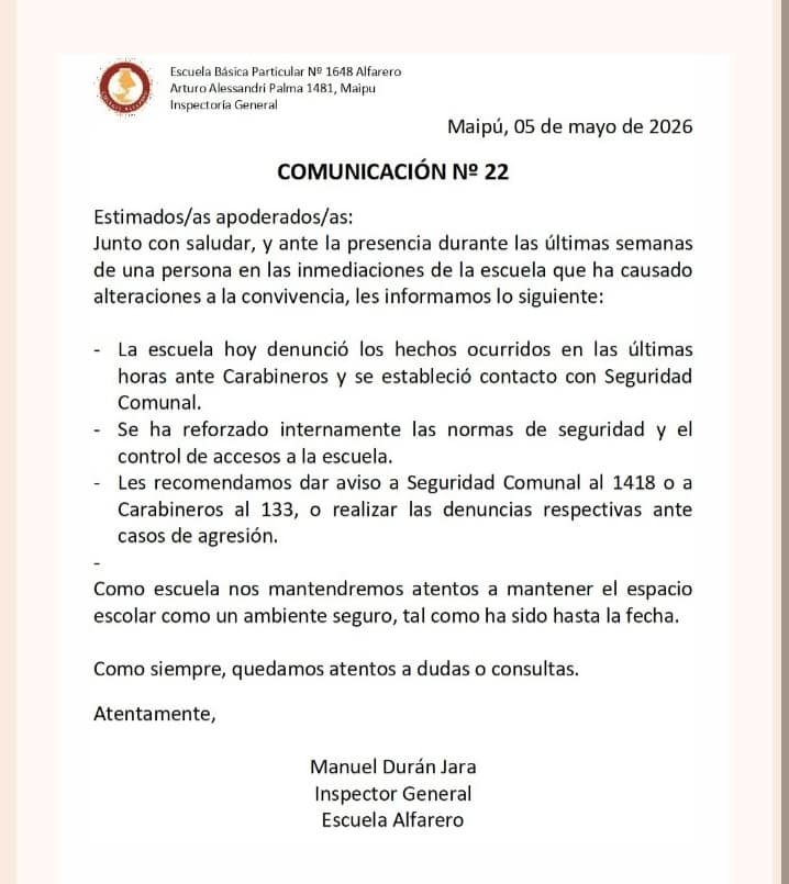 Comunicado del colegio.