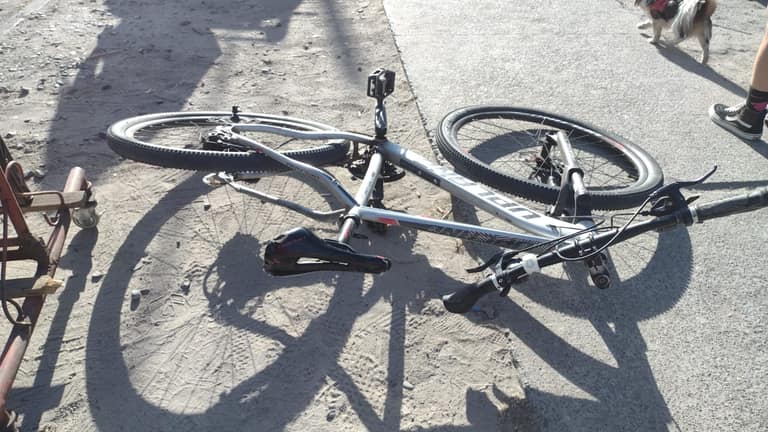 Así quedó la bici del ciclista