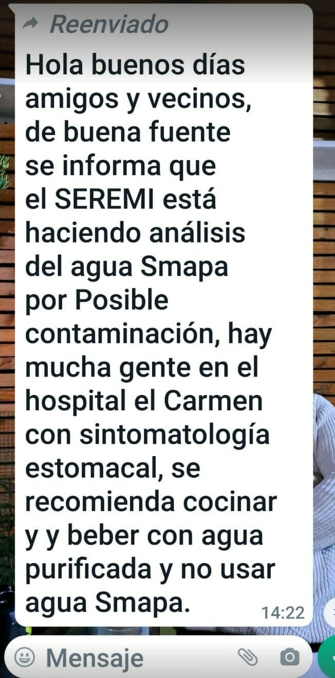 mensaje falso smapa agua acontaminada