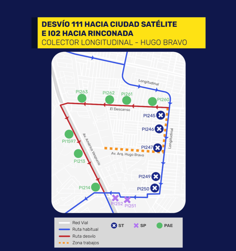 desvíos del tránsito en maipu
