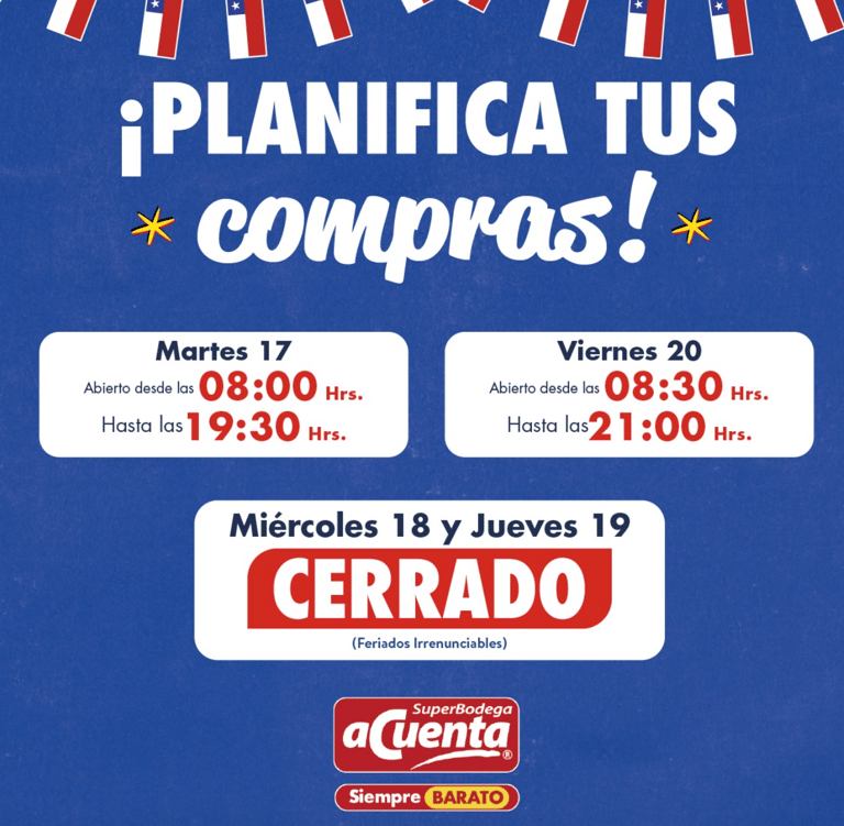 Fiestas Patrias: Revisa el horario de los supermercados en Maipú esta semana