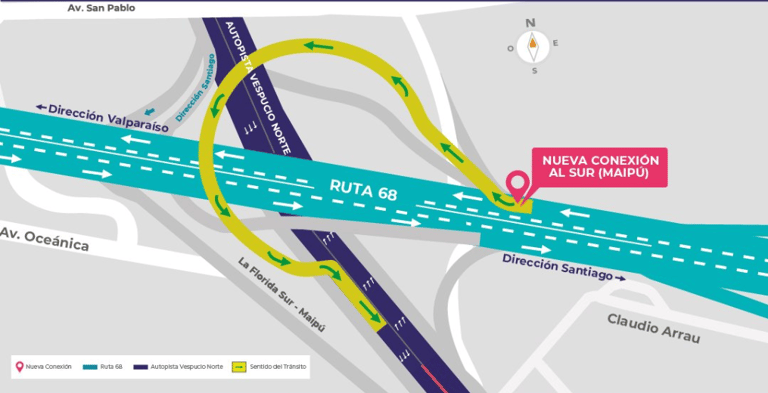Conexión vial entre ruta 68 y autopista vespucio norte