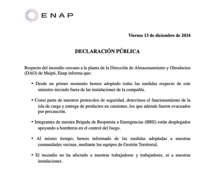 enap por incendio