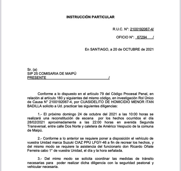 Segunda Transversal cerrada por reconstitución de escena en caso de menor baleado por Carabinero