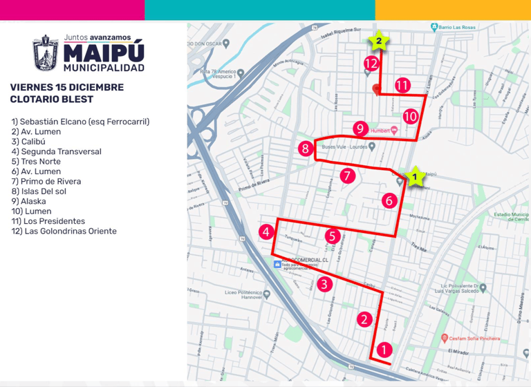 Caravana Navideña Municipal: revisa cuáles serán los recorridos en Maipú