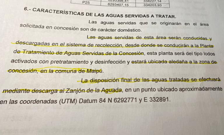 La empresa propone instalar una nueva planta de tratamiento de aguas servidas en La Farfana