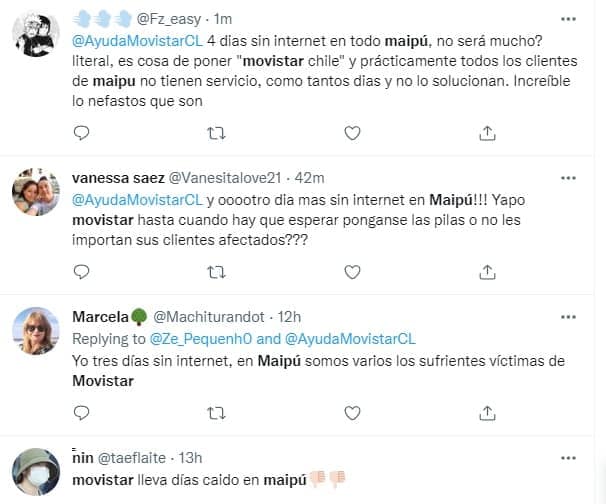 Caída masiva de servicios Movistar en Maipú lleva más de 3 días y la empresa no se ha hecho presente