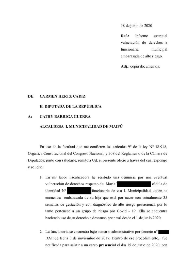Ubícate: Municipalidad de Maipú expone a funcionaria embarazada de alto riesgo a audiencia de careo en plena cuarentena