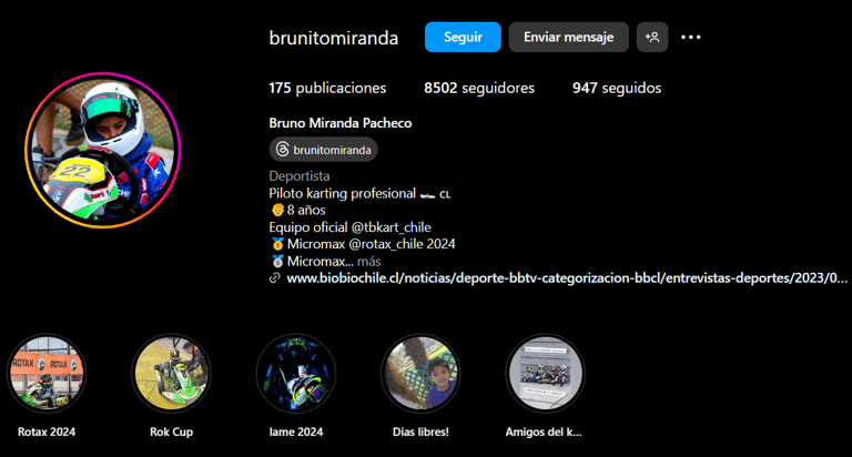 Bruno Miranda, el piloto maipucino de 8 años que representará a Chile en 3 campeonatos internacionales de karting