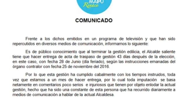 Barriga por dichos de Vodanovic sobre ocultación de documentos: «Nosotros entregaremos el Municipio en orden»