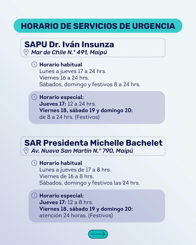 Fiestas Patrias 2026: estos son los horarios de farmacias, CESFAM y servicios de urgencias en Maipú