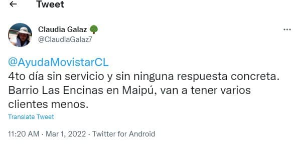 Caída masiva de servicios Movistar en Maipú lleva más de 3 días y la empresa no se ha hecho presente