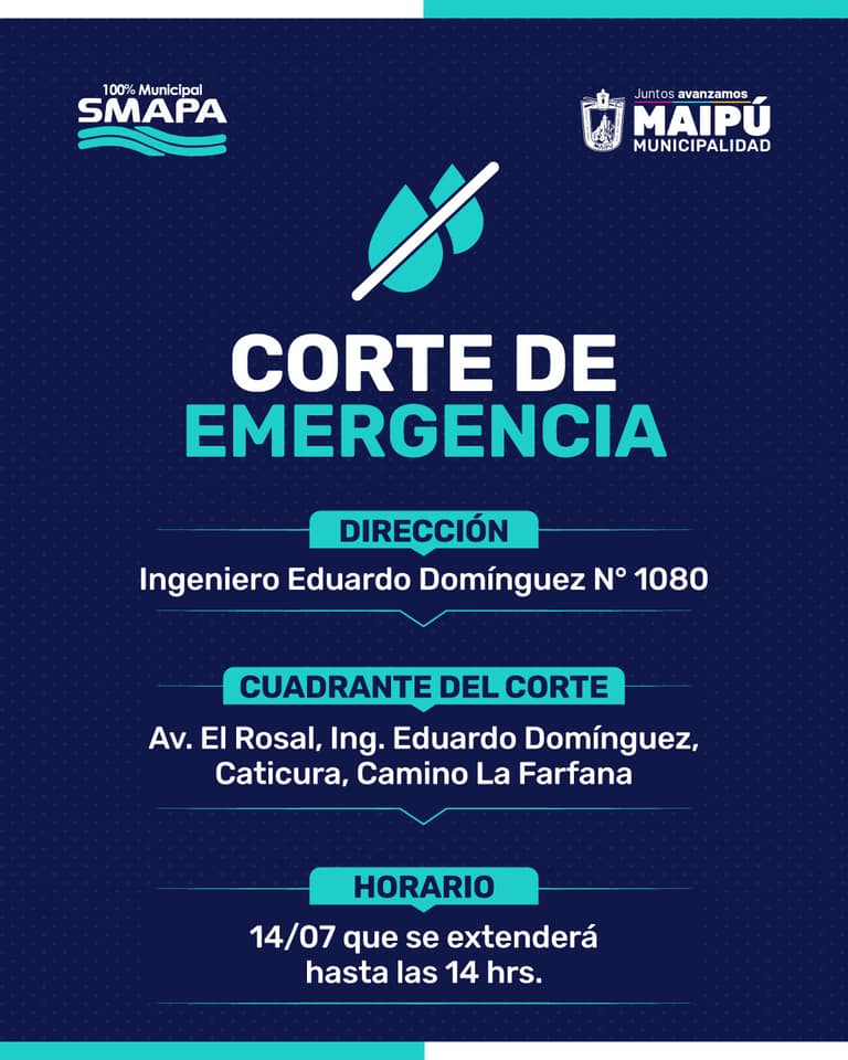 Rotura de matriz en La Farfana: SMAPA anuncia corte del suministro hasta las 14:00 horas