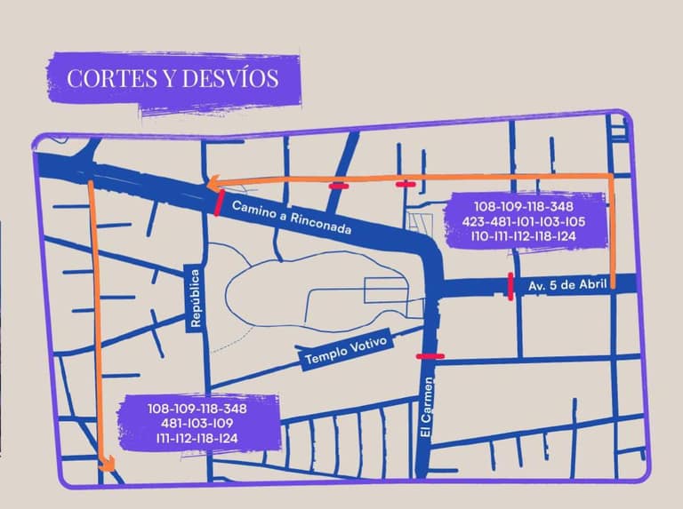corte de calle y desvios por teatro