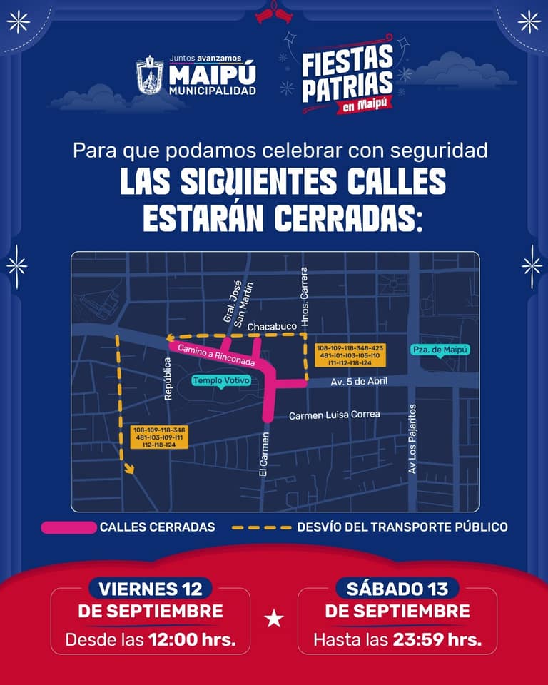 cierre de calles fiestas patrias