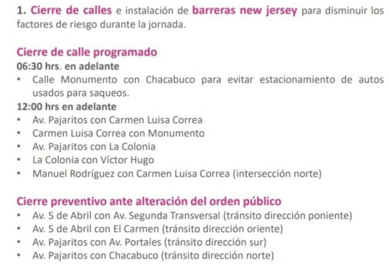 cierre de calles en maipu