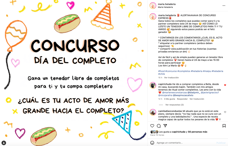 completos gratis concurso maria heladería